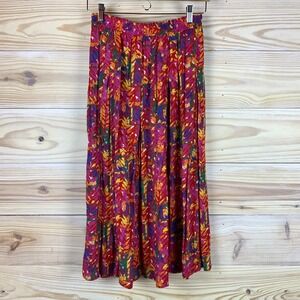 Vtg Carole Little Skirt Women's 6 Petites Midi Pink French USA 90s